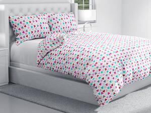 Biante Bavlnené posteľné obliečky Sandra SA-243 Farebné srdiečka Predĺžené 140x220 a 70x90 cm