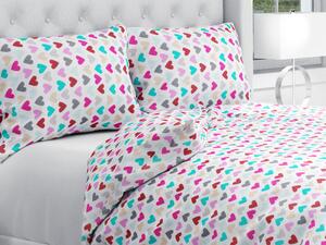 Biante Bavlnené posteľné obliečky Sandra SA-243 Farebné srdiečka Predĺžené 140x220 a 70x90 cm