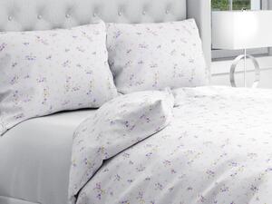 Biante Bavlnené posteľné obliečky Sandra SA-296 Drobné fialové kvety na bielom Predĺžené 140x220 a 70x90 cm