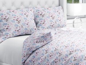 Biante Bavlnené posteľné obliečky Sandra SA-332 Modro-ružové vetvičky s lístkami Predĺžené 140x220 a 70x90 cm
