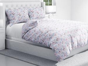 Biante Bavlnené posteľné obliečky Sandra SA-332 Modro-ružové vetvičky s lístkami Jednolôžko 140x200 a 70x90 cm
