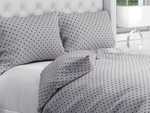 Biante Bavlnené posteľné obliečky Sandra SA-311 Tmavo sivé hviezdičky na sivom Predĺžené 140x220 a 70x90 cm