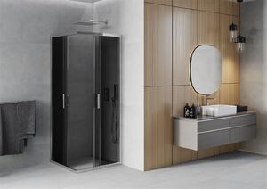 Mexen Rio, štvorcový sprchovací kút s posuvnými dverami 70 (dvere) x 70 (dvere) x 190 cm, 5mm šedé sklo, chrómový profil, 860-070-070-01-40