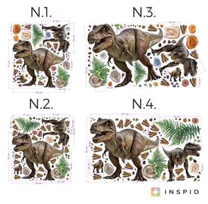 INSPIO-textilná prelepiteľná nálepka - Dinosaury - nálepka dinosaurov triceratop a dinosaurus rex, pozri si svet dinosaurov