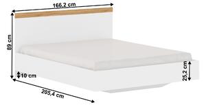 KONDELA Manželská posteľ, 160x200, biela/dub wotan, VILGO