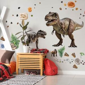 INSPIO-textilná prelepiteľná nálepka - Dinosaury - nálepka dinosaurov triceratop a dinosaurus rex, pozri si svet dinosaurov