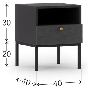 Nočný stolík LANZA, 40x50x40, čierna