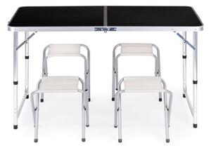 Bestent Kempingový stôl skladací 120x60cm a 4 stoličky Black