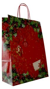 Darčeková taška papierová STELA vianočný vzor,červená,270X12X370 mm (3013603 / SP0003)