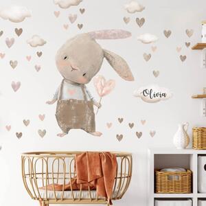 INSPIO-textilná prelepiteľná nálepka - Detská nálepka na stenu - Hnedý zajačik pre bábätká
