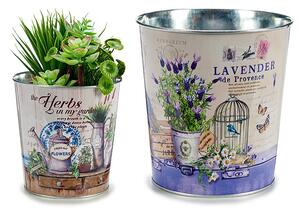 Kvetináč okrúhly, 2 varianty "LAVENDER a HERBS", Ø17,5x16,5cm (75522 ZT)