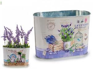 Kvetináč oválny, 2 varianty "LAVENDER alebo HERBS", 23x12,5x15cm (75525 ZT)