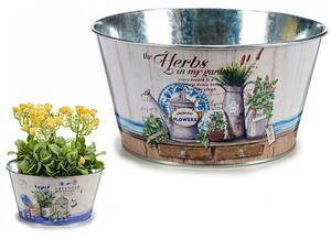 Kvetináč okrúhly, 2 varianty "LAVENDER alebo HERBS", Ø20,5x10cm (75528 ZT)