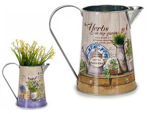 Kvetináč konvička, 2 varianty "LAVENDER alebo HERBS", 21x13x17,5cm (75526 ZT)