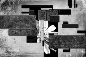 Tapeta čiernobiela kvetinová abstrakcia - 150x100