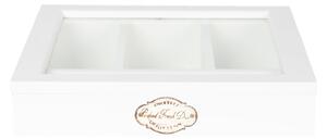 Vintage drevený príborník, biela, 30x30x8cm (6H1583W Cutlery tray 30*30*8 cm)