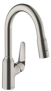 Drezová batéria Hansgrohe Focus s vyťahovacou spŕškou, 2 prúdy vzhled nerezu 71821800
