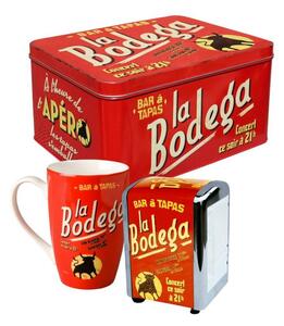 Darčekový set "Bodega 2" v plechovej dóze (čajová šálka a stojan na servítky v dóze)