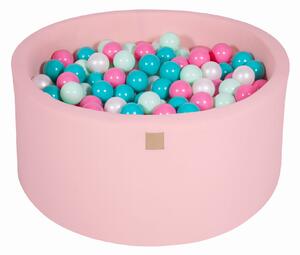MeowBaby® Suchý bazén 90x40cm s 300 loptičkami, Púdrovo ružový: biele, tyrkysové, svetlo ružové, mätové
