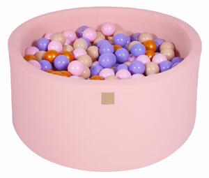 MeowBaby® Suchý bazén 90x40cm s 300 loptičkami, Púdrovo ružový: zlaté, béžové, pastelovo ružové, vresové