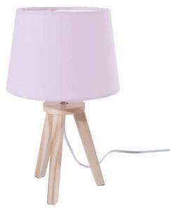 Detská stolová lampa ružová, drevo + polyester, 18x31x18, tienidlo d18x13 (127252A lap 3 feet pink wood, pink)