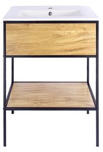 Kúpeľňová skrinka na zápustné umyvadlo M6046 Naturel Blackframe 60x83x46 cm v dekore javor lesk BFRAMEUMZ