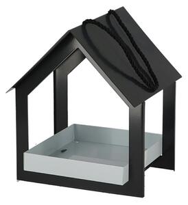 Závesné kŕmidlo pre vtáky Easy, 23x19x19 cm, kov, čierna