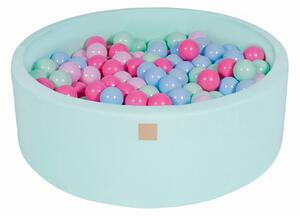 MeowBaby® Suchý bazén 90x30cm s 200 loptičkami, Mätový: mätové, baby blue, svetlo ružové, pastelovo ružové