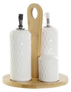 Dochucovacia sada "WHITE DROP" porcelán-bambus, 5ks, 17x17x20 cm (PC-188275 CRUET SET 5 PORCELAIN BAMBOO 17X17X20 WHITE)