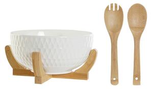 Šalátová sada "WHITE DROP" porcelán-bambus, 4ks, 29x29x14 cm (PC-188273 SALAD BOWL SET 3 PORCELAIN BAMBOO 29X29X14 WHITE)