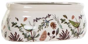 Kvetináč oválny "PINUS", keramika, 23x10x9,5 cm (LD-188899 FLOWERPOT STAND CROCKERY 23X10X9,5 PINEAPPLE WHITE)