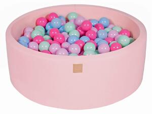 MeowBaby® Suchý bazén 90x30cm s 200 loptičkami, Púdrovo ružový: mätové, baby blue, svetlo ružové, pastelovo ružové