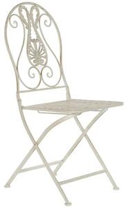 Záhradná stolička skladacia, biely kov s patinou (CHAIR METAL AGED WHITE)