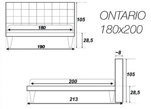 - Dizajnová čalúnená posteľ ONTARIO FARBA: tmavosivá, ROZMER: Pre matrac 180 x 200 cm