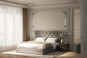 - Luxusná čalúnená posteľ BOLTON FARBA: sivá, ROZMER: pre matrac 160 x 200 cm