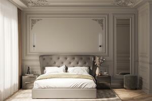 - Luxusná čalúnená posteľ BOLTON FARBA: tmavosivá, ROZMER: pre matrac 160 x 200 cm