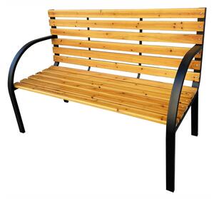 Záhradná lavička Dereck (čierna + prírodné drevo). Vlastná spoľahlivá doprava až k Vám domov. 1088104