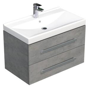 Kúpeľňová skrinka s umývadlom SAT Cube Way 80x53x46 cm betón mat CUBE46802BEVER