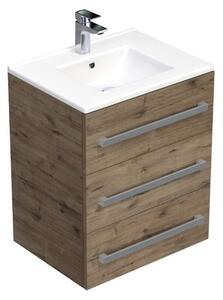 Kúpeľňová skrinka s umývadlom SAT Cube Way 60x76,5x46 cm dub Wellington mat CUBE46603DWMOD