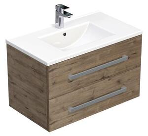 Kúpeľňová skrinka s umývadlom SAT Cube Way 80x53x46 cm dub Wellington mat CUBE46802DWMOD