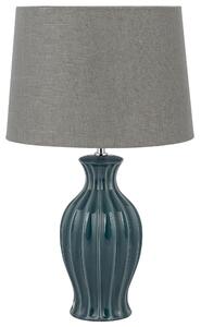 Stolná lampa sivá zelená keramika polyester 59 cm okrúhle tienidlo zdobený podstavec nočná lampa moderný retro štýl obývačka spálňa