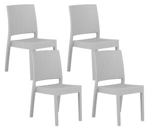 Sada 4 záhradných stoličiek svetlosivá syntetický materiál stohovateľná vonkajšia minimalistická