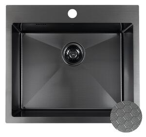 Laveo Malawi, 1-komorový nerezový drez 580x500x200 mm, čierna, LAV-SLM_710H
