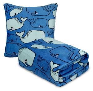 Domarex Komplet BLUE OCEAN Deka 130 x 170 cm + obliečka na vankúš 40 x 40 cm Veľryby