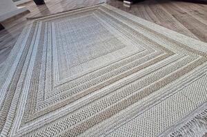 Béžový koberec Boho 872-B s geometrickým vzorom obdĺžnikov Rozmer: 60x100 cm