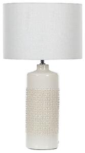 Stolná lampa biela keramická 59 cm lesklý podstavec textilné tienidlo škandinávsky dizajn obývacia izba spálňa