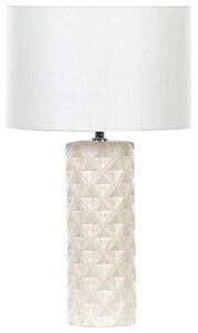 Stolná lampa béžová keramická 49 cm geometrický vzor béžové látkové tienidlo obývacia izba spálňa