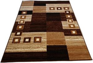 HU Hnedo-čierny kockovanýkoberec Shiraz Bcf Kocka-tmava Rozmer: 50x80 cm