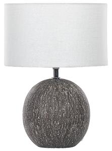 Stolná lampa čierna keramická biele látkové tienidlo okrúhly podstavec moderný dizajn