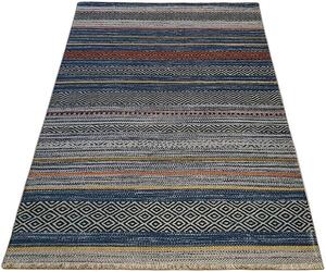 HU Viacfarebný pruhovaný koberec Banco 1049-modrý Rozmer: 60x110 cm